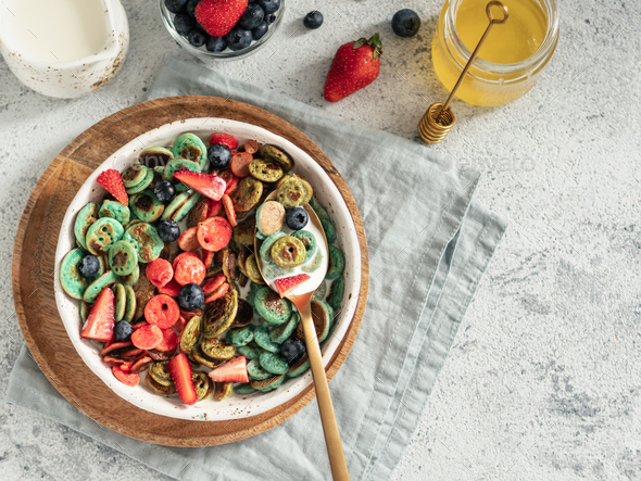 Multi-colored pancake cereal - Stock Photo - Images