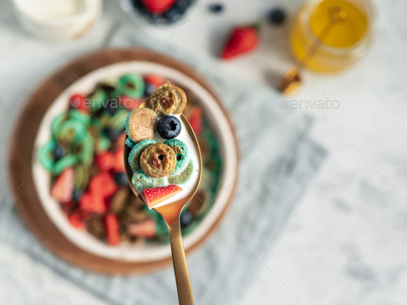 Multi-colored pancake cereal - Stock Photo - Images