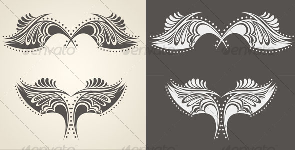 Abstract hand drawn wings