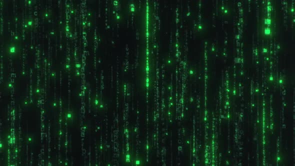 Green Digital Binary Code Processing on Screen Background Loop
