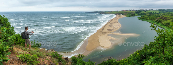 Wild beach at the Black sea coast - Stock Photo - Images
