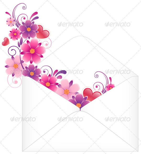 Envelope with Flowers - Valentines Seasons/Holidays