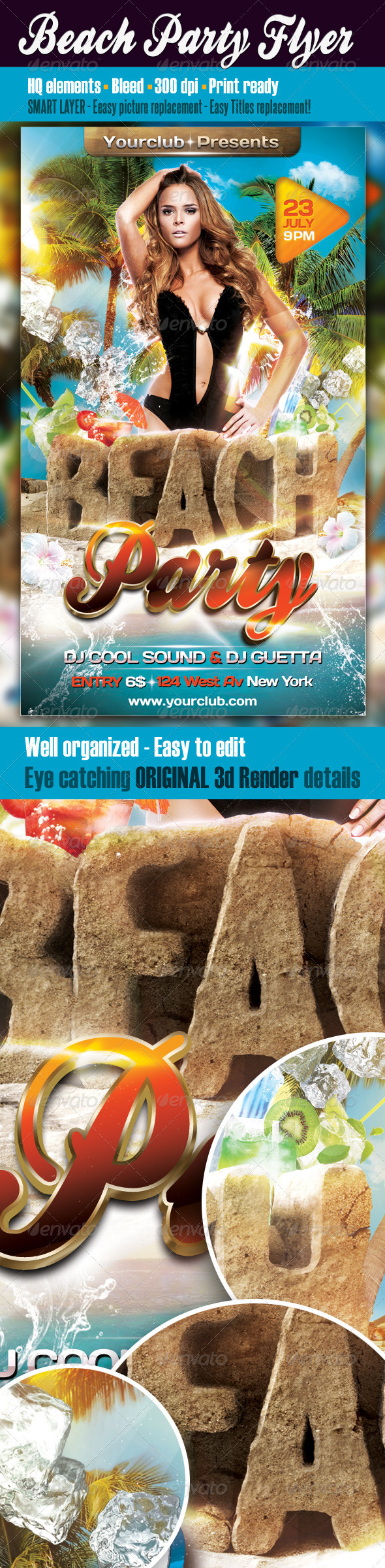 Beach Party Flyer Template - Clubs & Parties Events