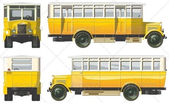 Vector Retro Autobus - Man-made Objects Objects
