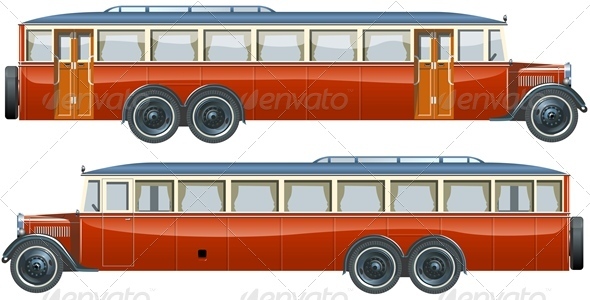 Vector Retro Autobus - Man-made Objects Objects