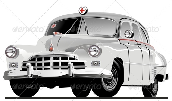 Vector Retro Ambulance - Man-made Objects Objects