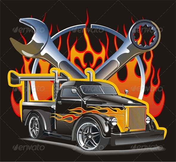 Vector Retro Hot Rod - Man-made Objects Objects