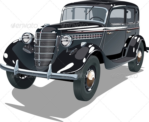 Vector Retro Car - Man-made Objects Objects