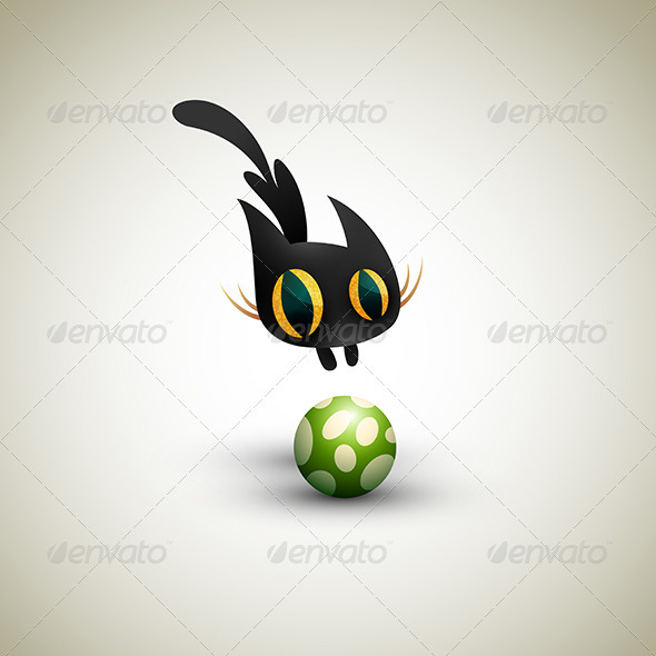 Little Cat playing with Football - Sports/Activity Conceptual