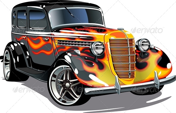 Vector Retro Hotrod - Man-made Objects Objects