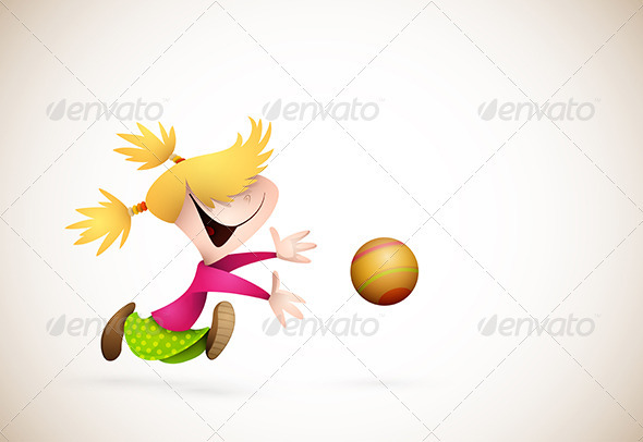 Little Girl PLaying Handball - Sports/Activity Conceptual