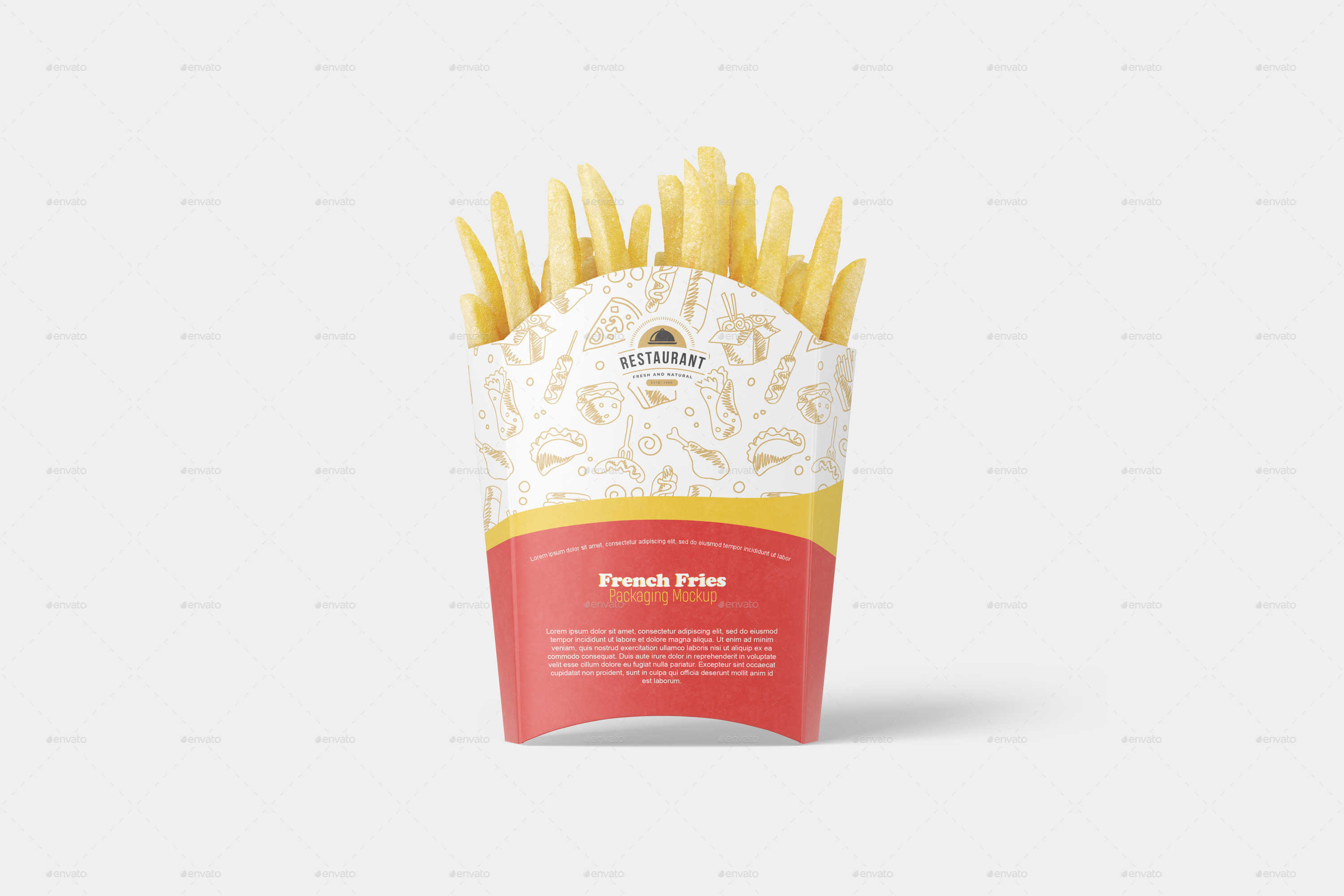 Free French Fries Packaging Box Mockups set - Package Mockups