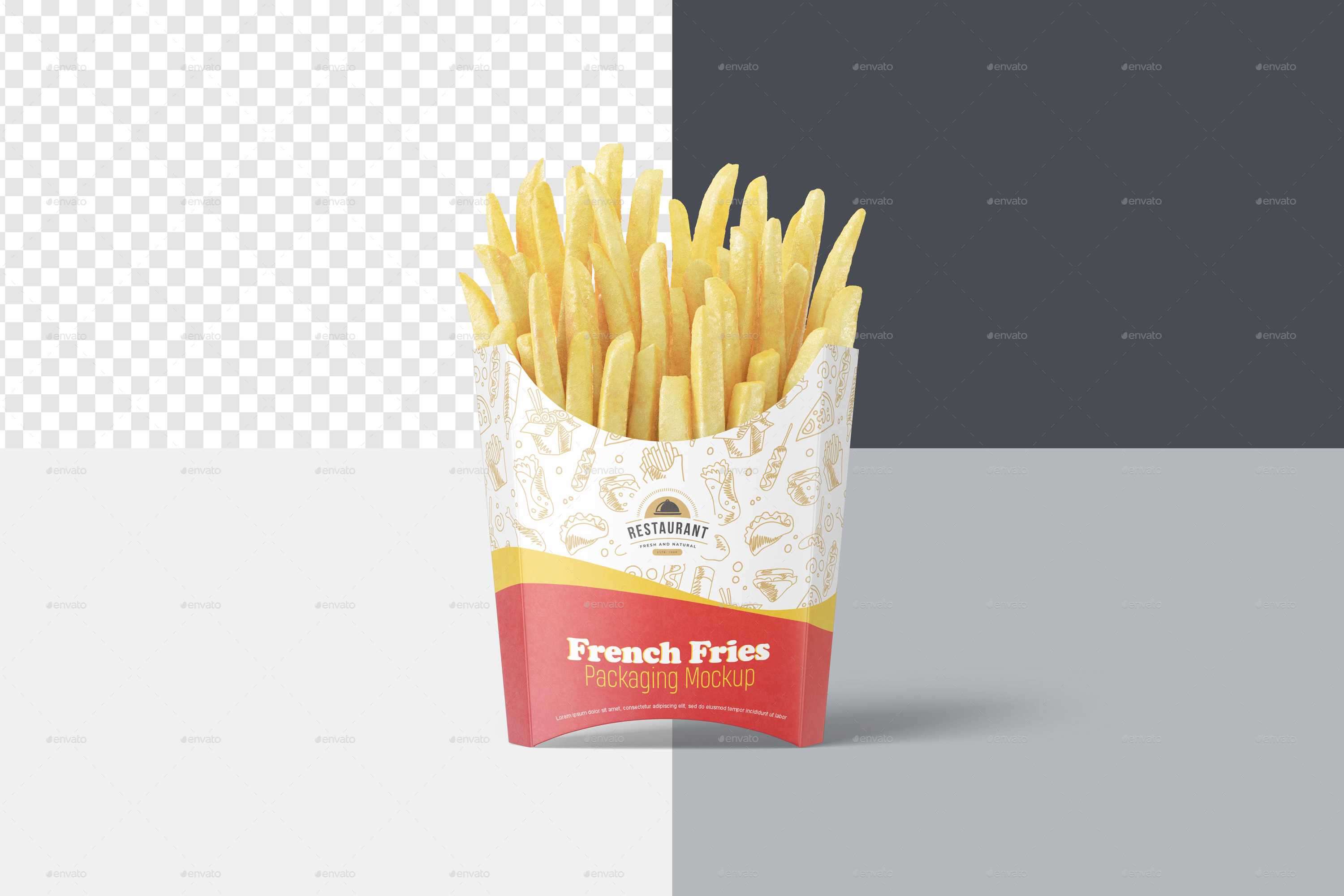 French Fries Packaging Mockup Set, Graphic Templates - Envato Elements