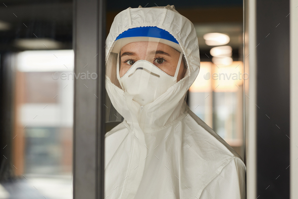 Female Worker Wearing Respirator - Stock Photo - Images