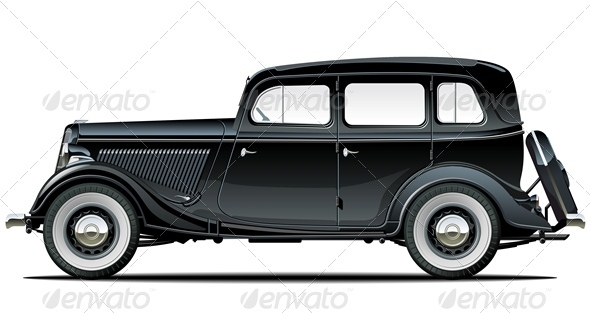 Vector Retro Car - Man-made Objects Objects