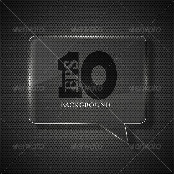 Vector Glass Bubble Speech on Metal Background - Web Technology