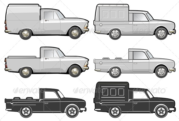 Vector Delivery Van Set - Man-made Objects Objects