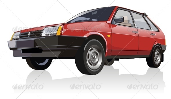 Vector Red Car - Man-made Objects Objects