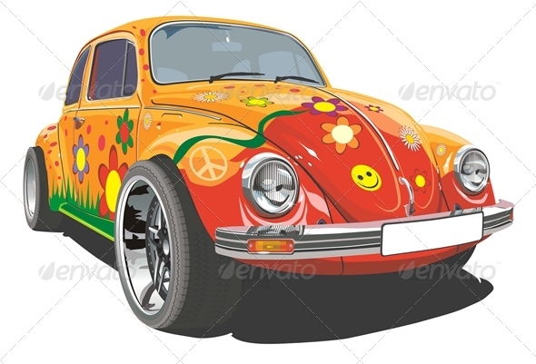 Vector Custom Retro Car - Man-made Objects Objects