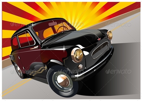 Vector Retro Car - Man-made Objects Objects