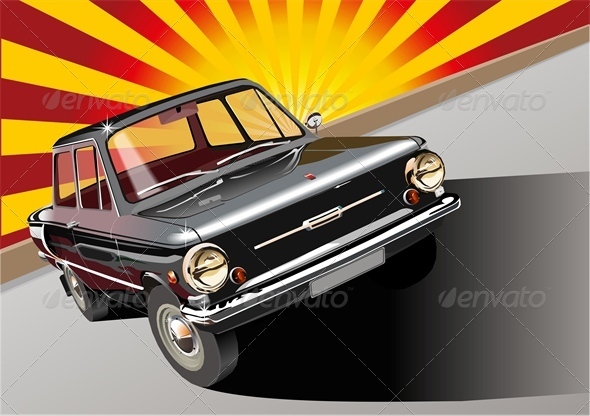Vector Retro Car - Man-made Objects Objects