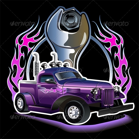Vector Retro Hotrod - Man-made Objects Objects