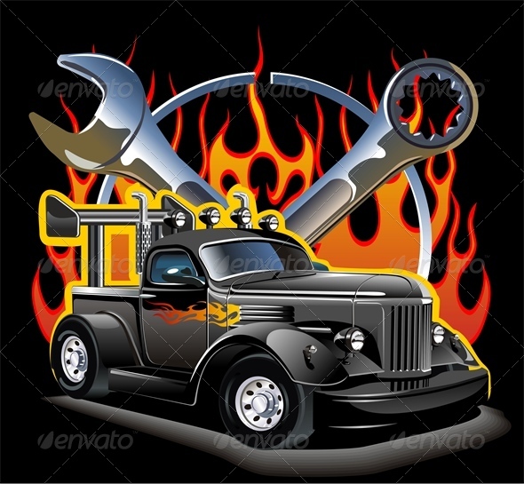 Vector Retro Hotrod - Man-made Objects Objects