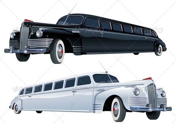 Vector Retro Limousine Set - Weddings Seasons/Holidays