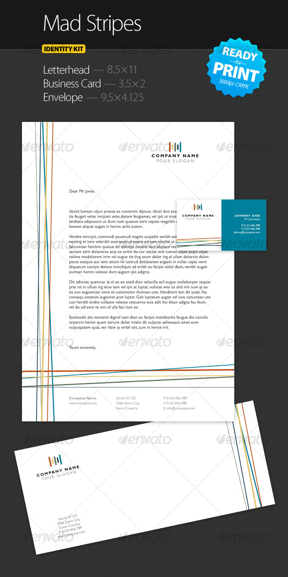 Mad Stripes - Identity Kit - Stationery Print Templates
