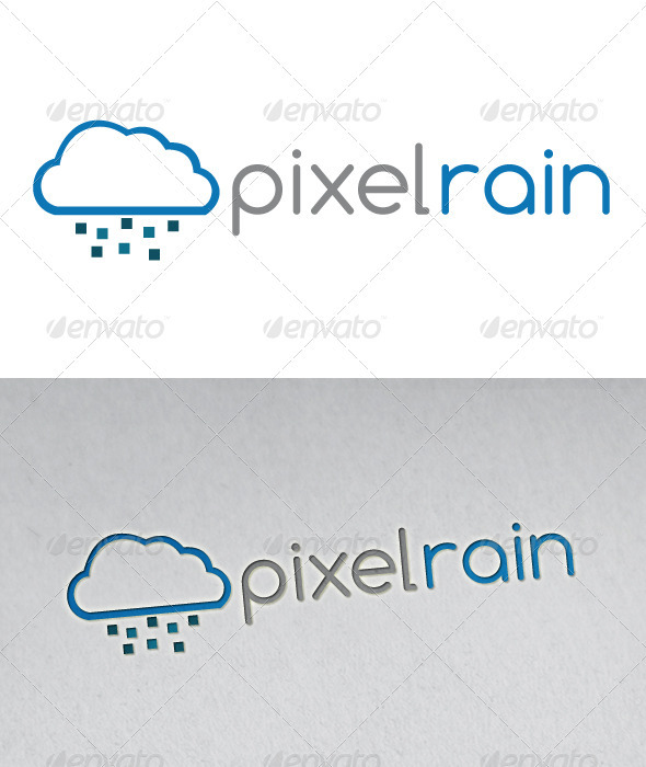Pixel Rain Logo - Nature Logo Templates