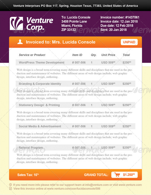 corporate invoice template