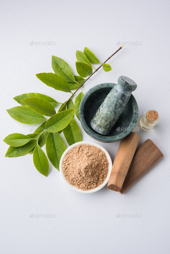 Chandan Or Sandalwood Powder And Oil Or Perfume Stock Photo By Stockimagefactory