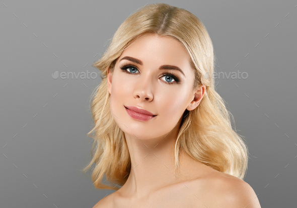 Beautiful female woman clean skin cosmetic spa portrait - Stock Photo - Images
