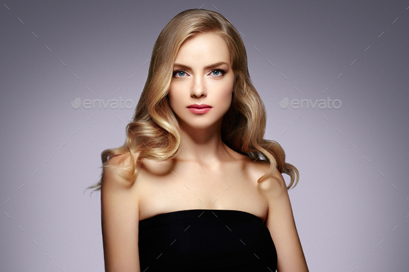 Blonde woman beauty make up natural beautiful female portrait