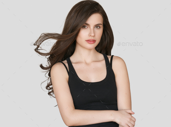 Beauty Woman face Portrait. Beautiful Spa model Girl with Perfect Fresh Clean Skin. - Stock Photo - Images