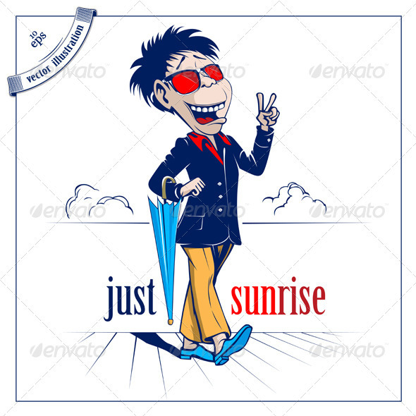 Cartoon Man With Close Umbrella - People Characters