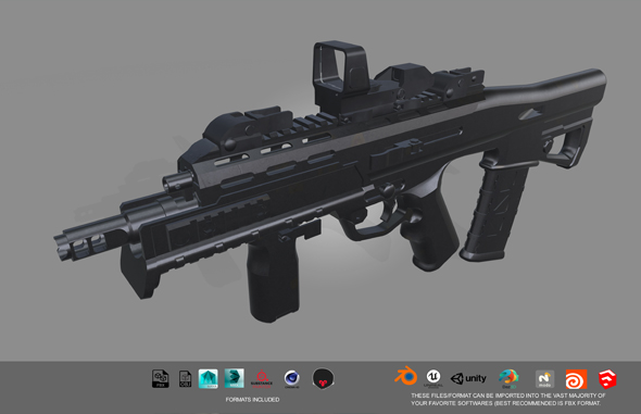 Low-poly Rifle 3D - 3Docean 27180675