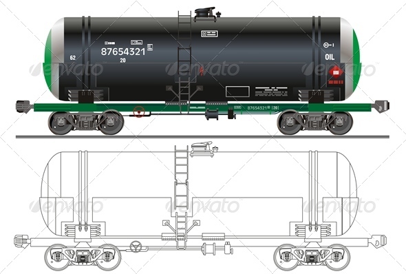 Vector Oil Gasoline Tanker Car - Man-made Objects Objects