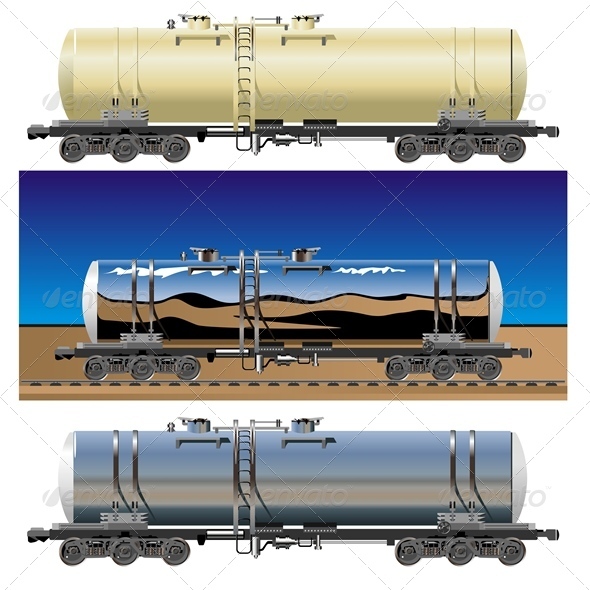 Vector Oil Gasoline Tanker Car Set - Man-made Objects Objects