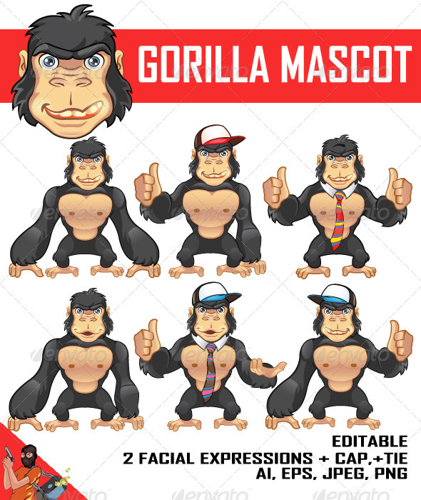 Gorilla Mascot - Animals Characters