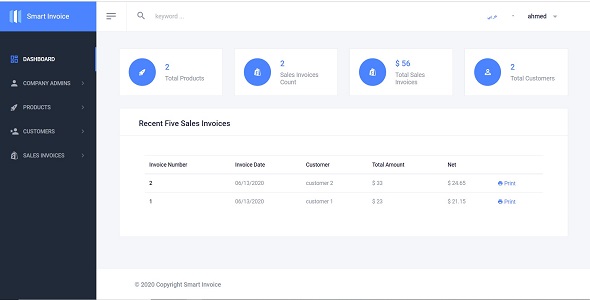 Smart Invoice .Net core 3.1+ User Management + Arabic Support + Full Source Code