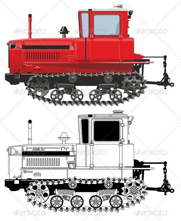 Vector Detailed Diesel Tractor DT - Man-made Objects Objects