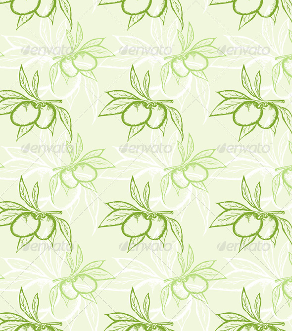 Green Olive Seamless Pattern