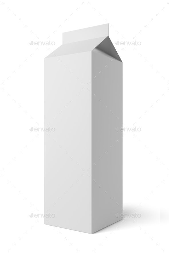 Milk or juice carton packaging box isolated on white background.