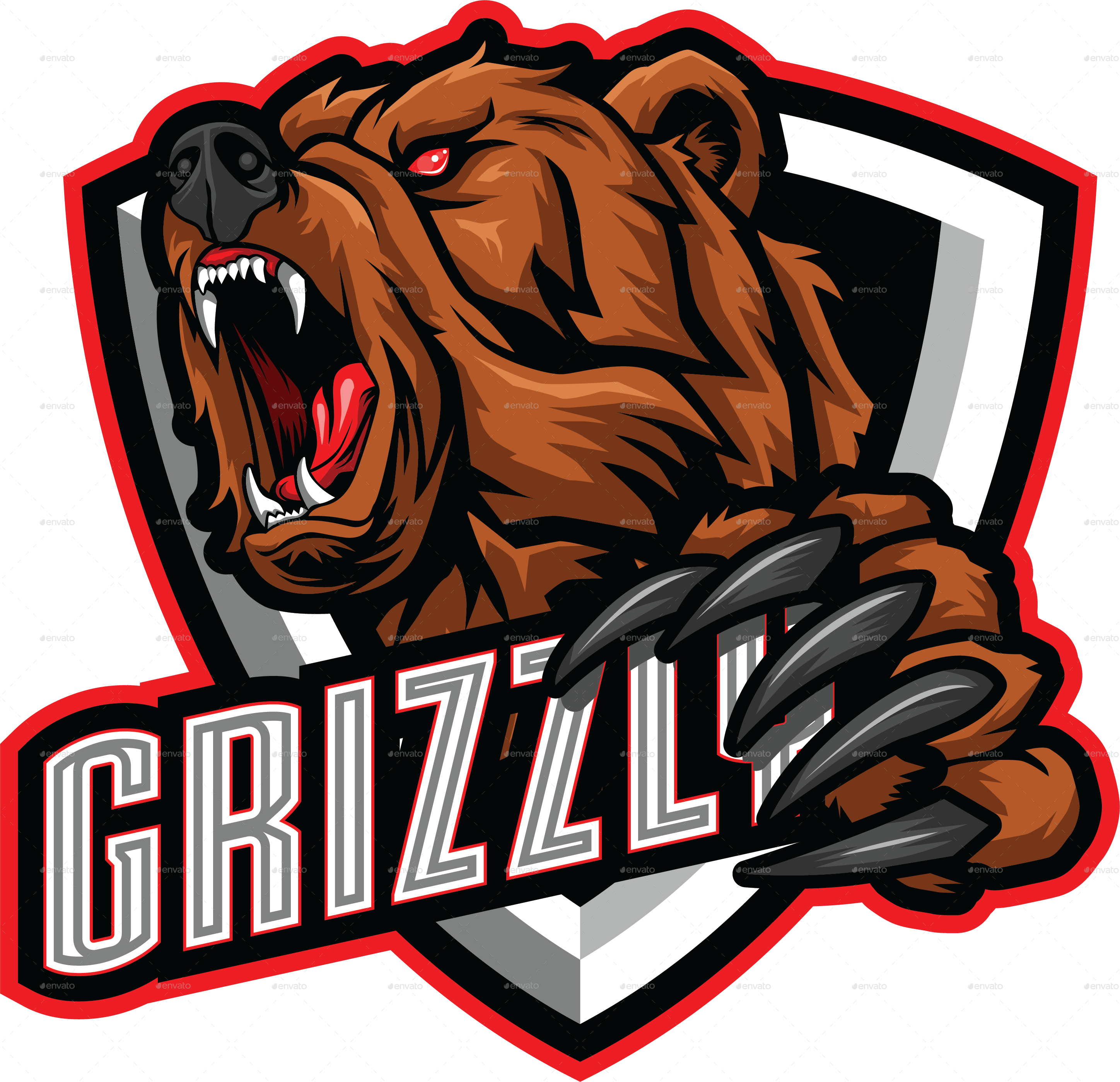 Grizzly Esport Mascot Design, Vectors | GraphicRiver