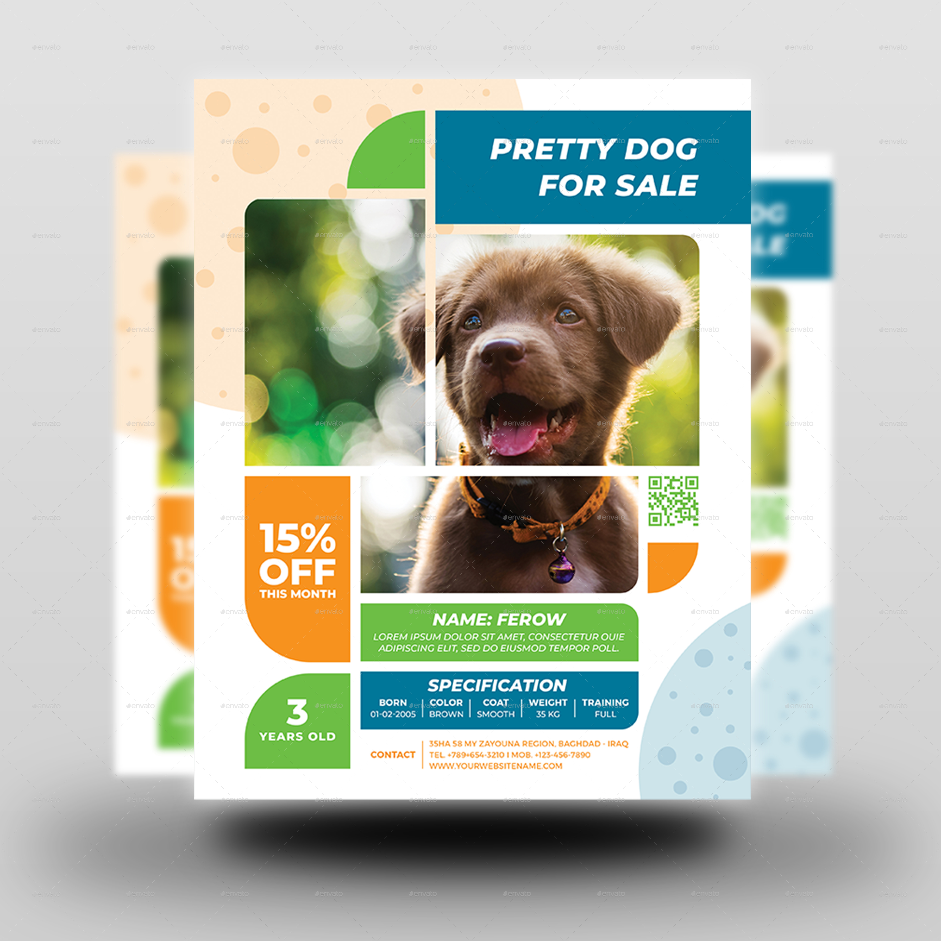 Pets for Sale Flyer Template by OWPictures  GraphicRiver Throughout Puppy For Sale Flyer Templates