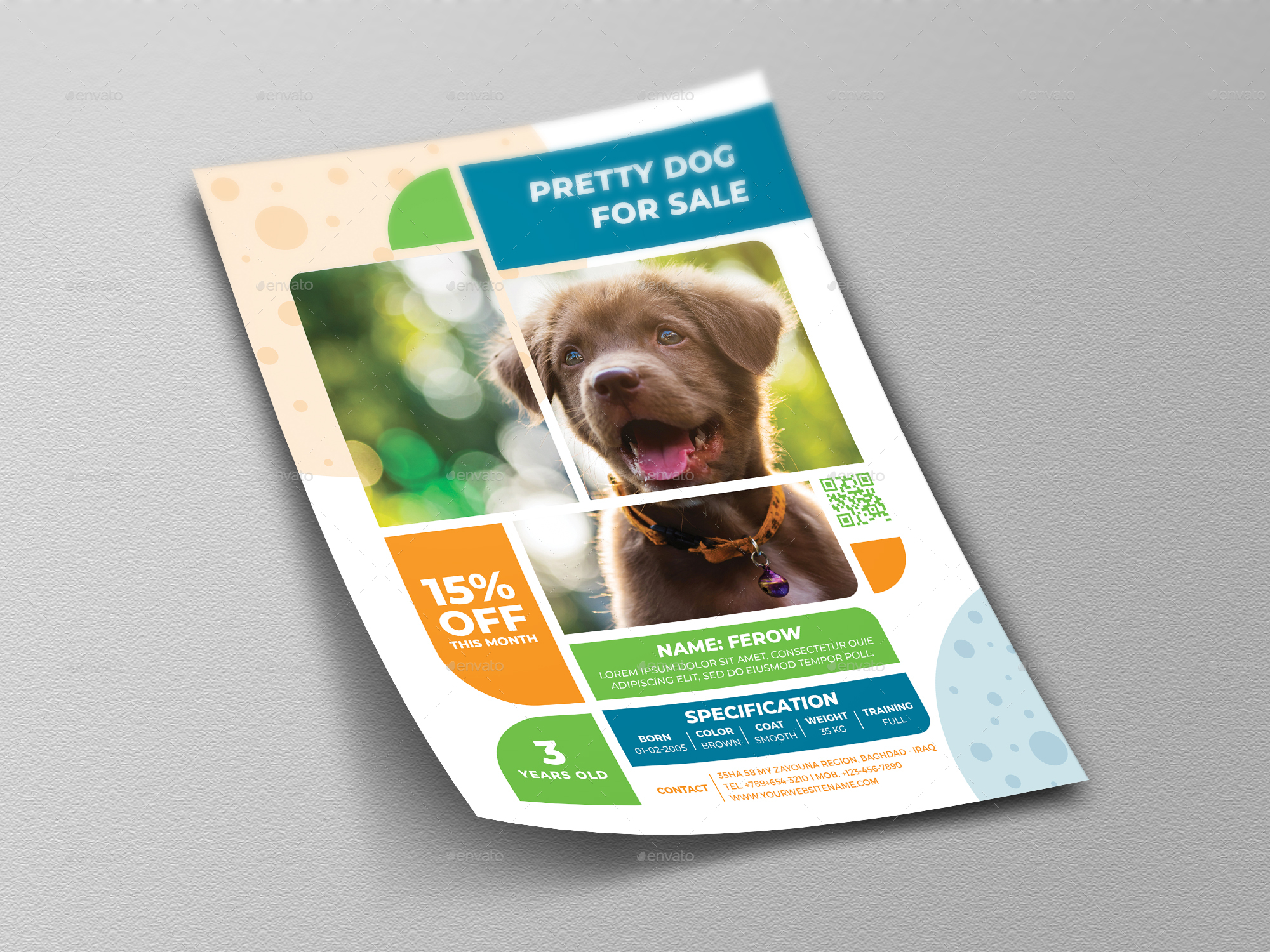 Pets for Sale Flyer Template by OWPictures  GraphicRiver For Puppy For Sale Flyer Templates