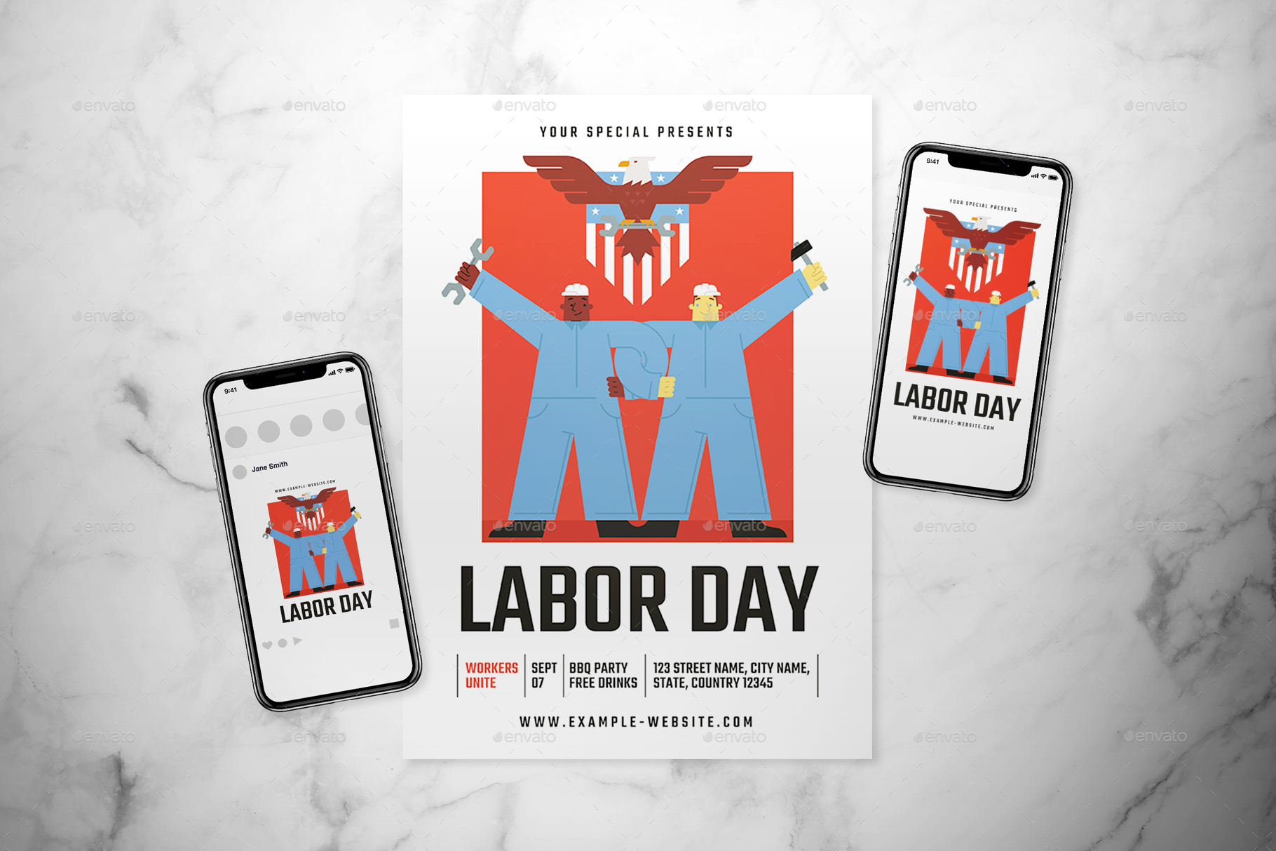 Labor Day Flyer Set, Print Templates | GraphicRiver