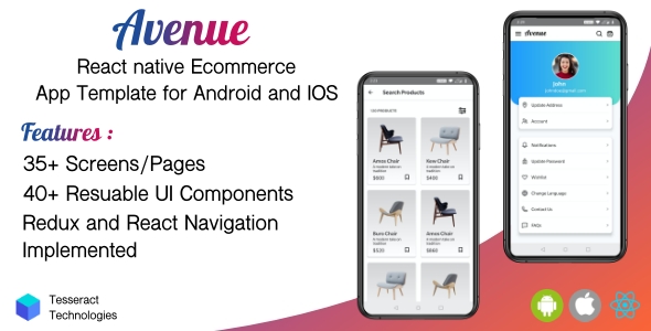 Avenue - React Native Ecommerce template - Android/IOS