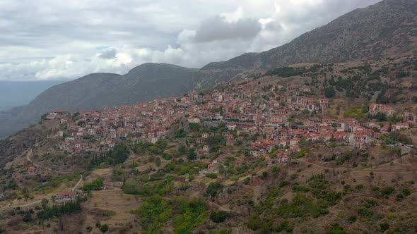 Aerial view of Arachova village in the mountains of Greece, Europe. alt